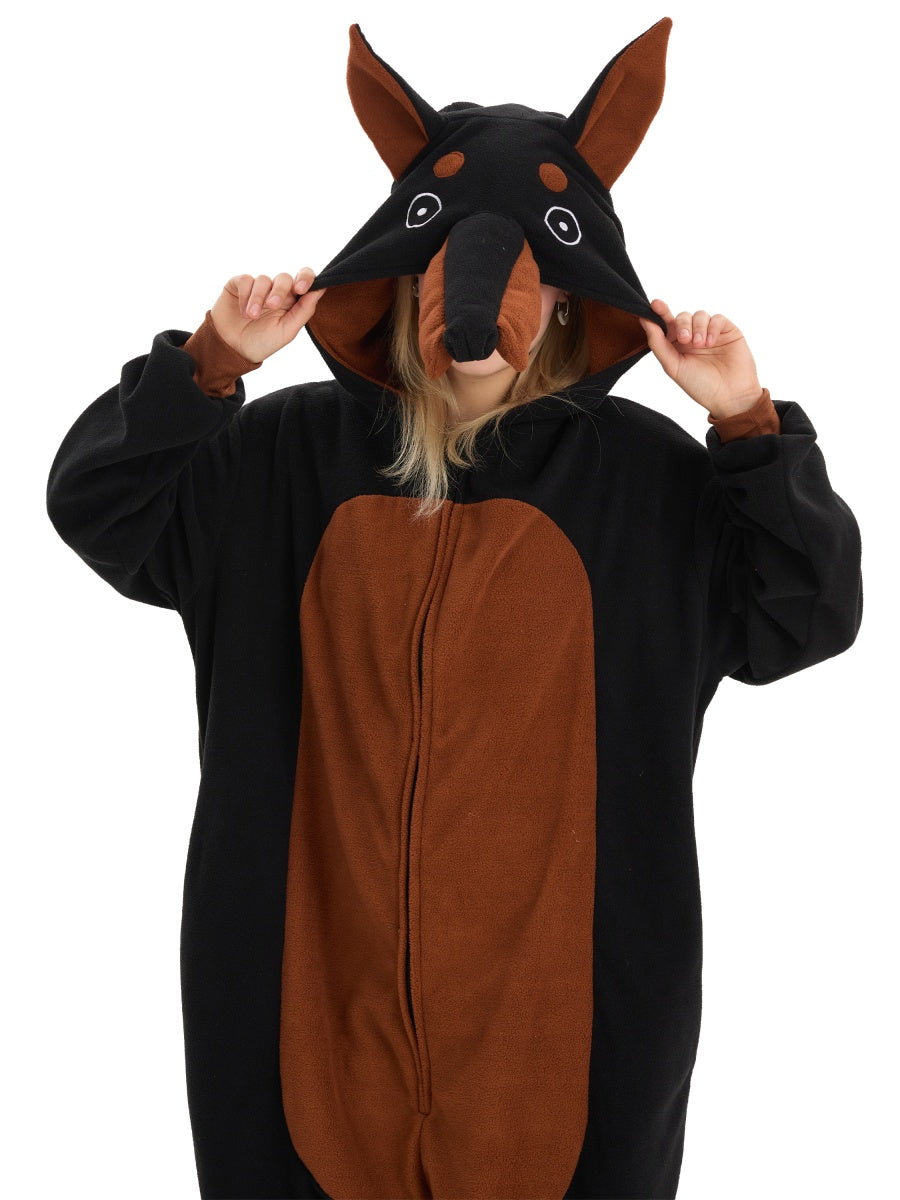 Dobermann Tier Onesie für Erwachsene Karneval Kostüm Pyjama