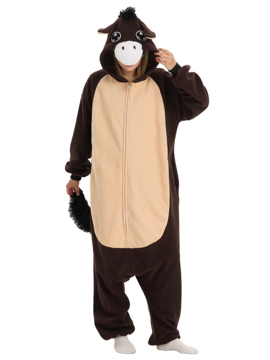 Pferd Tier Onesie für Erwachsene Karneval Kostüm Pyjama
