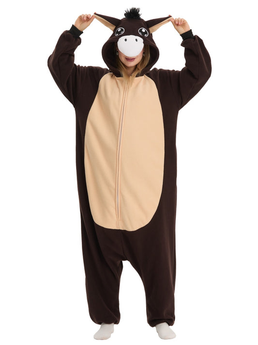 Pferd Tier Onesie für Erwachsene Karneval Kostüm Pyjama