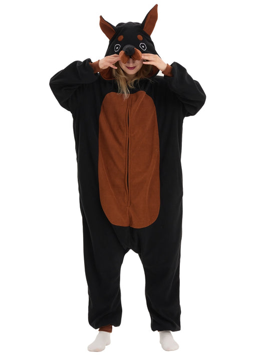 Dobermann Tier Onesie für Erwachsene Karneval Kostüm Pyjama