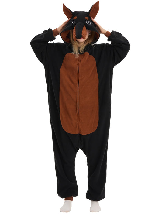 Dobermann Tier Onesie für Erwachsene Karneval Kostüm Pyjama
