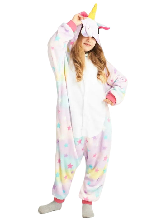 Einhorn Onesie mit Sternenmuster für Kinder Karneval Pyjama