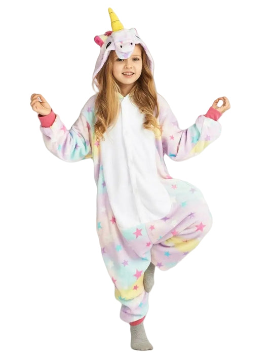 Einhorn Onesie mit Sternenmuster für Kinder Karneval Pyjama