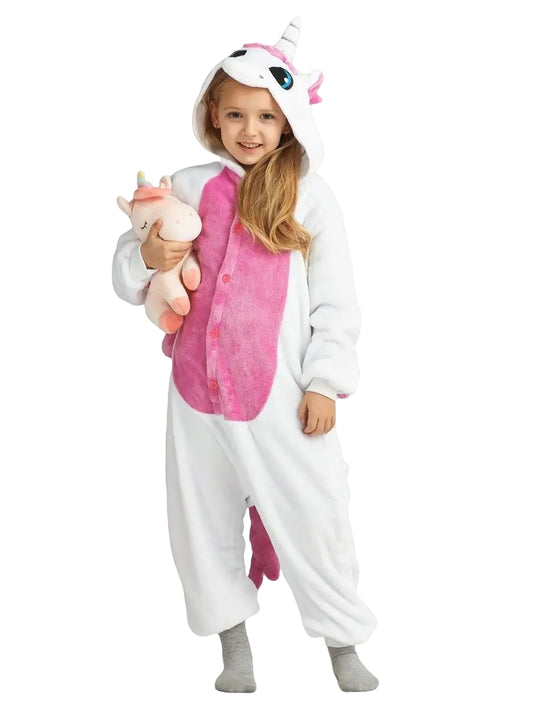 Rosa Einhorn Tier Onesie für Kinder Karneval Schlafanzug