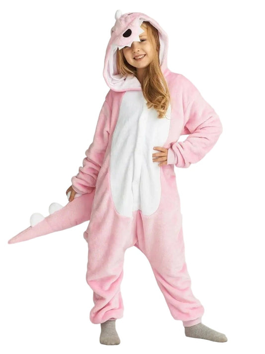 Rosa Dinosaurier Tier Onesie für Kinder Karneval Pyjama