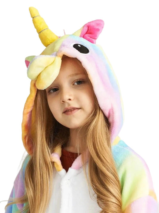 Regenbogen Einhorn Tier Onesie für Kinder Karneval Pyjama