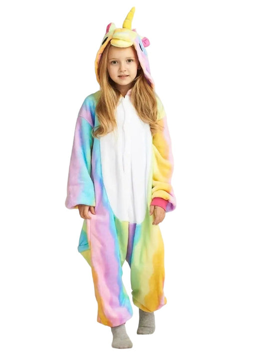 Regenbogen Einhorn Tier Onesie für Kinder Karneval Pyjama