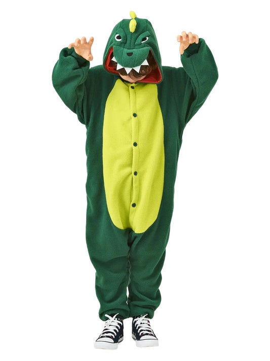 Grüner Dinosaurier Tier Onesie für Kinder Karneval Pyjama